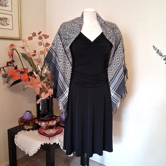 VTG NEW sandwich 100% Cotton Large Square Classic Luxury Olive Green White Scarf - Picture 5 of 9